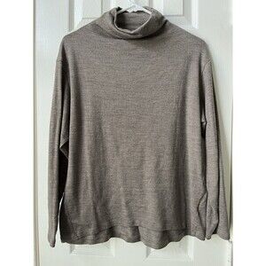 Icebreaker Merino Wool Turtleneck Sweater Gray Women's Size Medium w/ Small Flaw